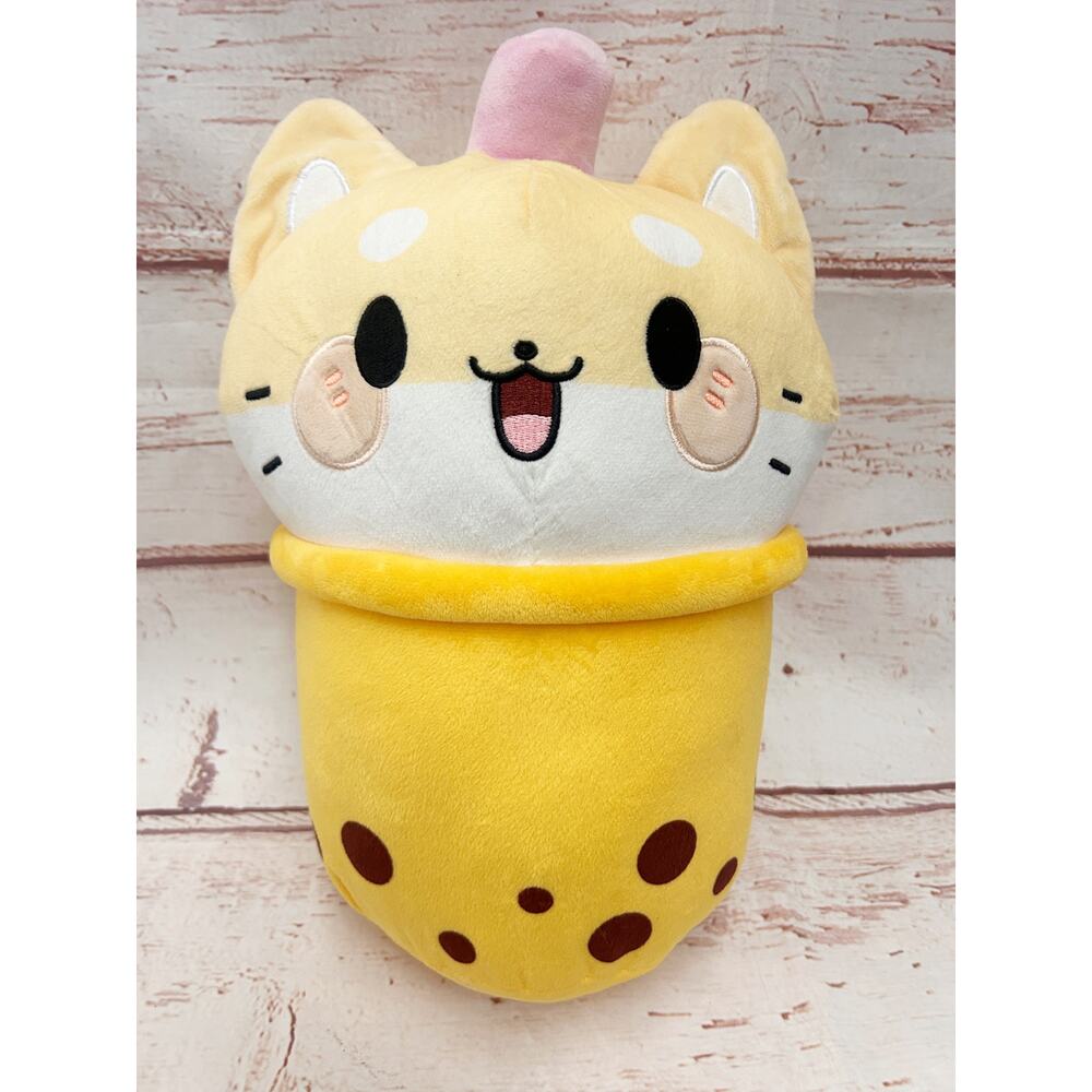 HONEYMARU Shiba Inu Boba Cat Plush Jumbo 14 Inch Large Kawaii Stuffed Animal